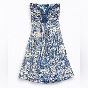 SKY Strapless 100% Silk Beaded Dress